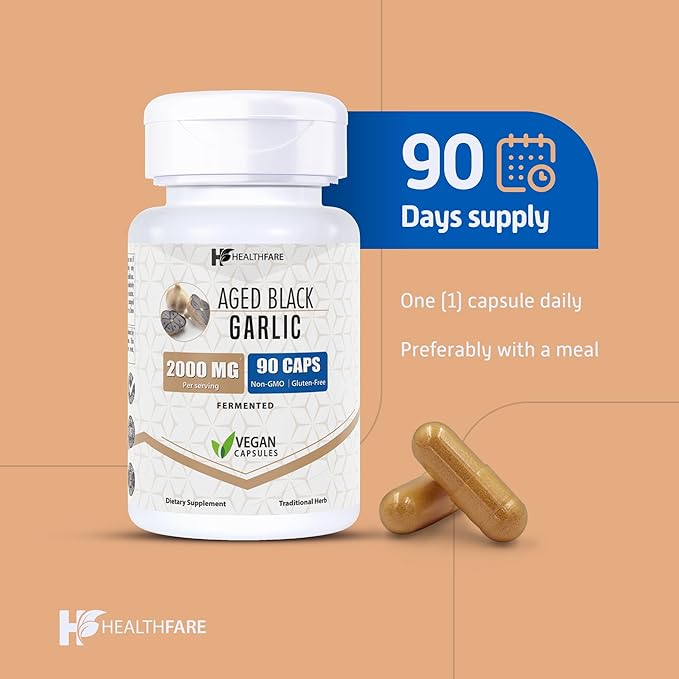 Fermented Black Garlic Extract Dietary Supplement 2000mg 90 Caps