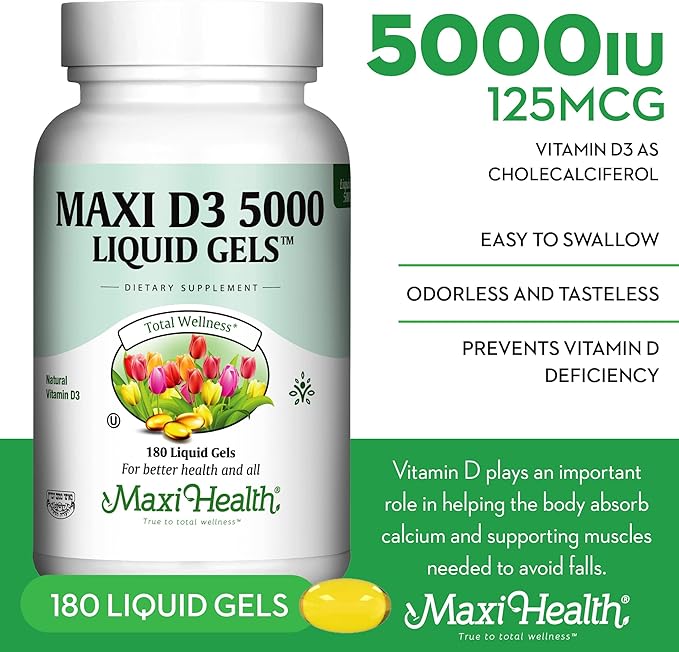 Vitamin D3 5000 IU Softgels 125 mcg D3 Vitamin 5000 IU 5000 IU 3 VIT (180 Count)