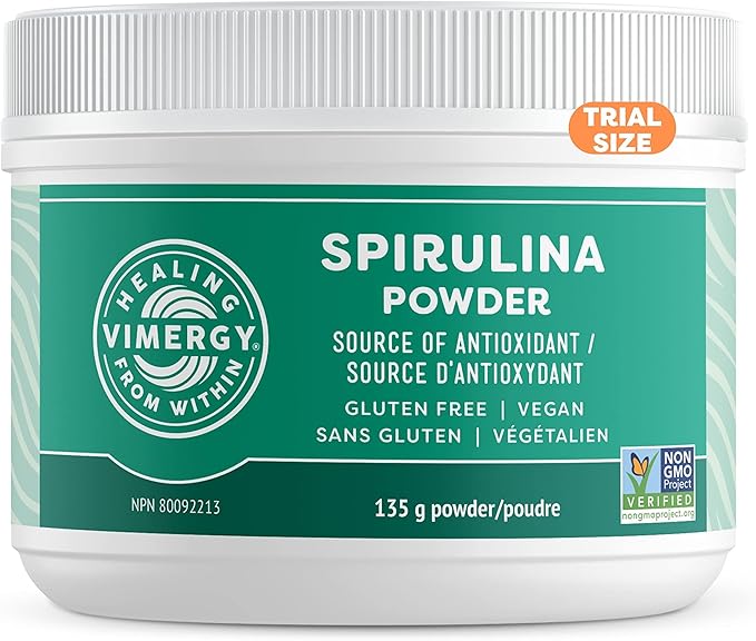 Vimergy Natural Spirulina Powder, Trial Size - 45 Servings – Super Greens Powder – Nutrient Dense Blue-Green Algae Superfood for Smoothies & Juices - Non-GMO, Gluten-Free, Vegan & Paleo (135g)
