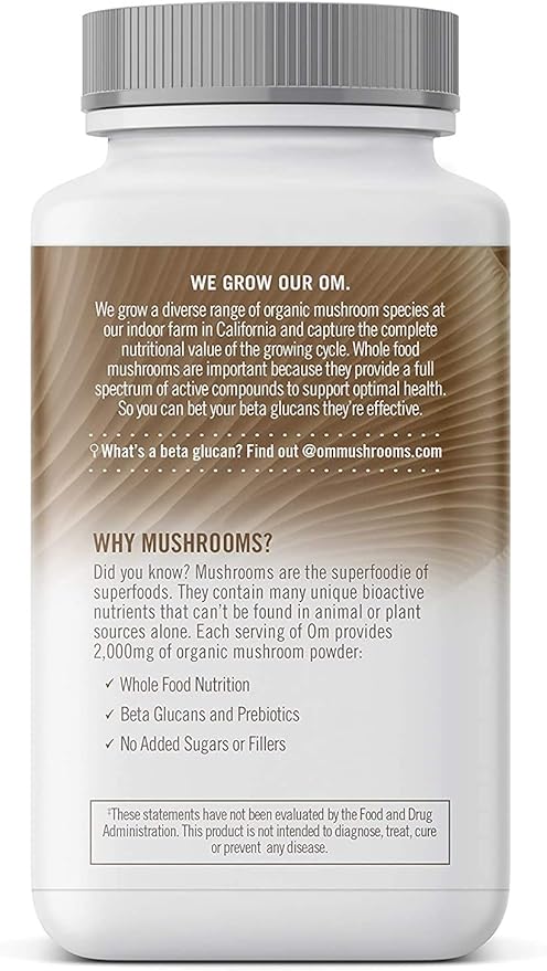 Om Mushroom Superfood Turkey Tail Mushroom Capsules Superfood Supplement, 90 Count, 30 Days, Immune Support, Polysacchrides, Beta-Glucans, Gut Health & Holistic Defense Mushroom Supplement