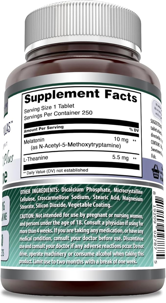 Amazing Formulas Melatonin Plus L-Theanine 10 (10 mg, 250, Count)
