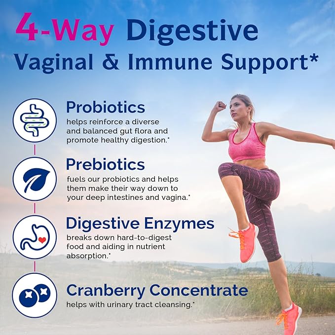 Innate Vitality Women's Probiotics, 120 Billion CFU, 32 Tested Strains, Probiotics for Women, Yeast Control, Vaginal pH Support, Prebiotics, Digestive Enzymes, Cranberry, Once Daily 30 Veggie Capsules