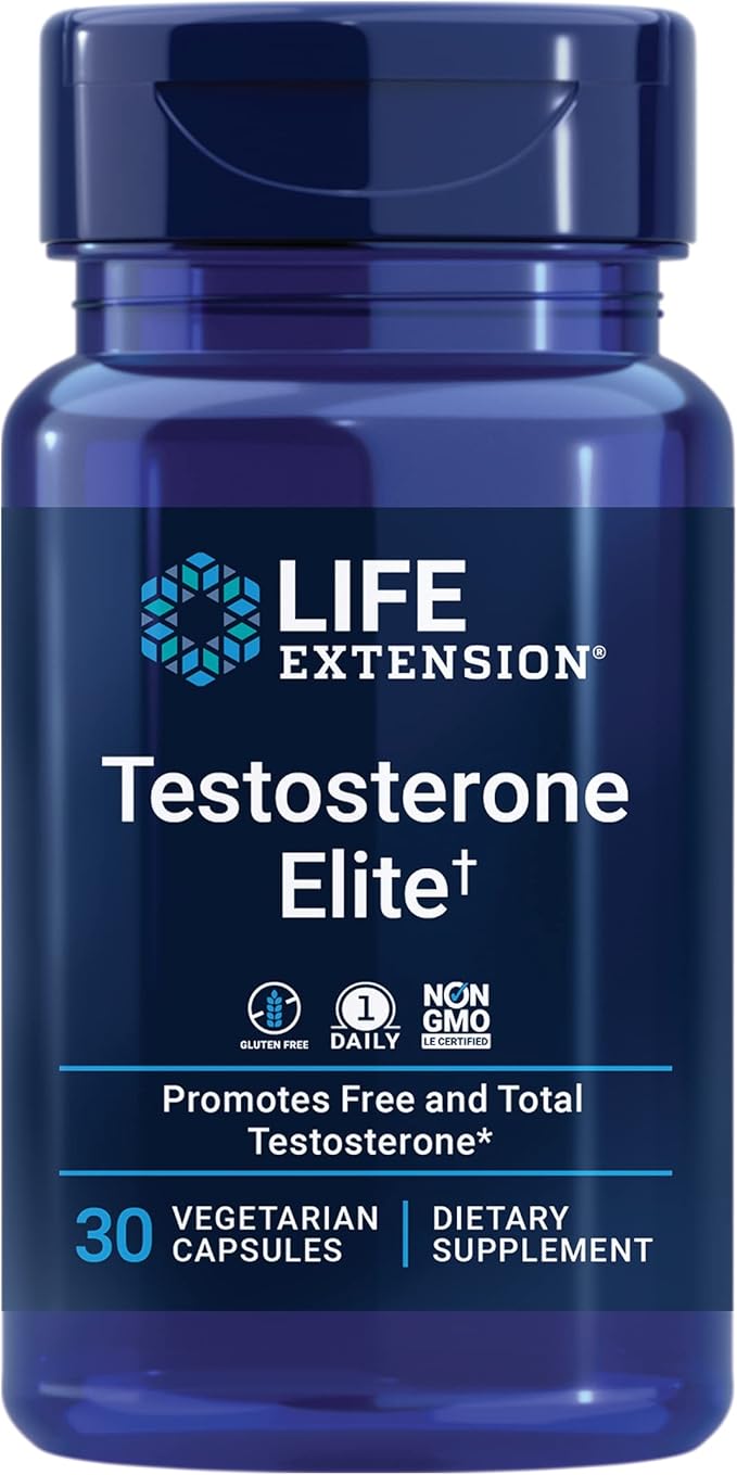 Life Extension Testosterone Elite – Testosterone Production Support Supplement for Men - with Luteolin, Pomegranate and Cacao Seed Extract – Gluten-Free, Non-GMO, Vegetarian – 30 Capsules