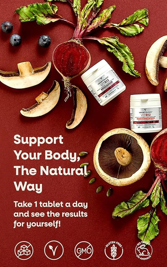Vitamin B12 Supplements – Vegan B12 Vitamins for Energy Support – VIT B12 Vitamin Supplements for All Ages – Vitamin B12 1000 Mcg (60 Tabs)