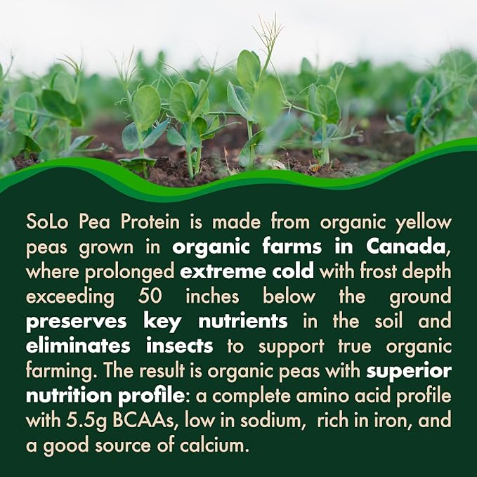 SOLO Organic Pea Protein Isolate, Low 100% Vegan, (2.7 lbs)