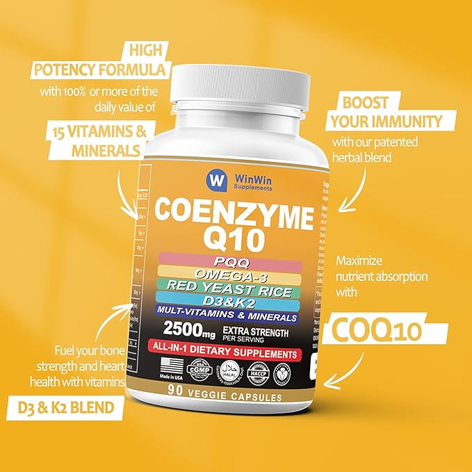 Coq10 1000mg PQQ Omega 3 Fish D3 K2 K2 &
