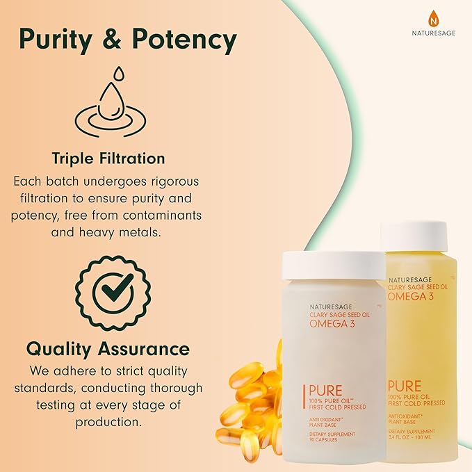 Pure Vegan Liquid Omega 3 Oil, 3 Fish 3.4 fl. 3 Fatty