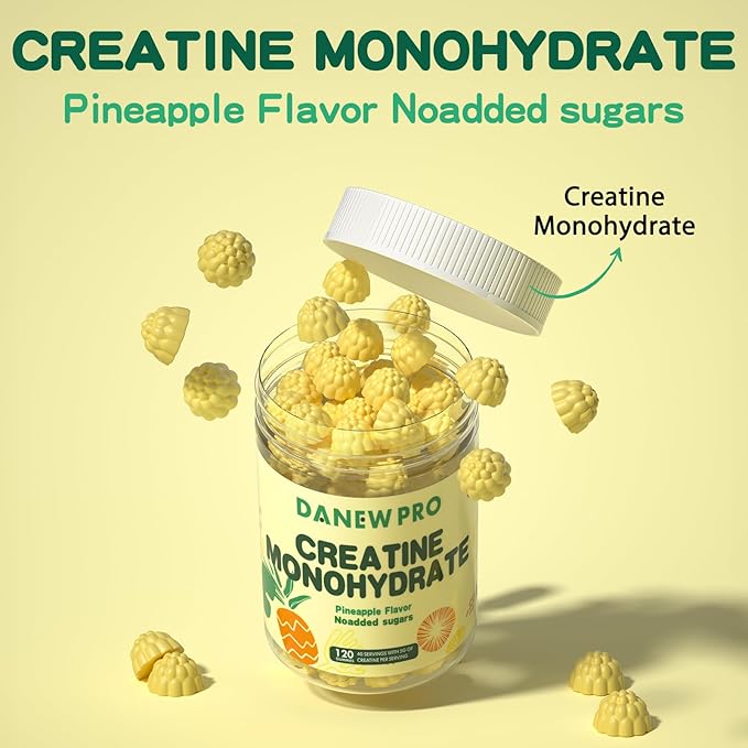 Creatine Monohydrate Gummies 5000mg for Men & Women, Creatine Monohydrate for Muscle Strength, Muscle Builder, Energy Boost, Pre-Workout Supplement(120 Count)-Pineapple Flavor
