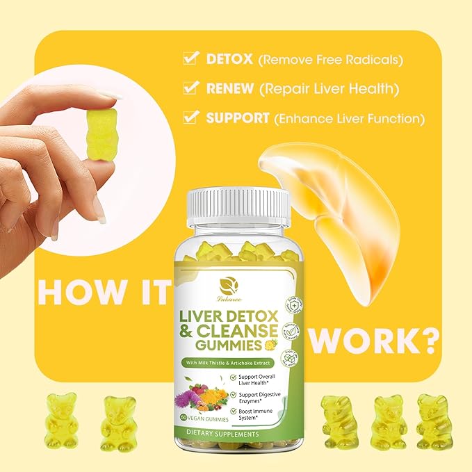Liver Cleanse Detox & Repair Gummies 24 Potent w/3000MG Milk -120 Count