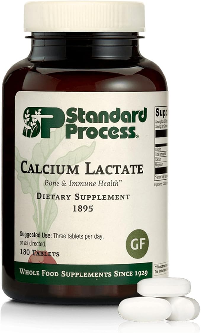 Standard Process Inc. Calcium Lactate - Immune Support and Bone Strength - Bone Health and Muscle Supplement with Magnesium and Calcium - 180 Tablets