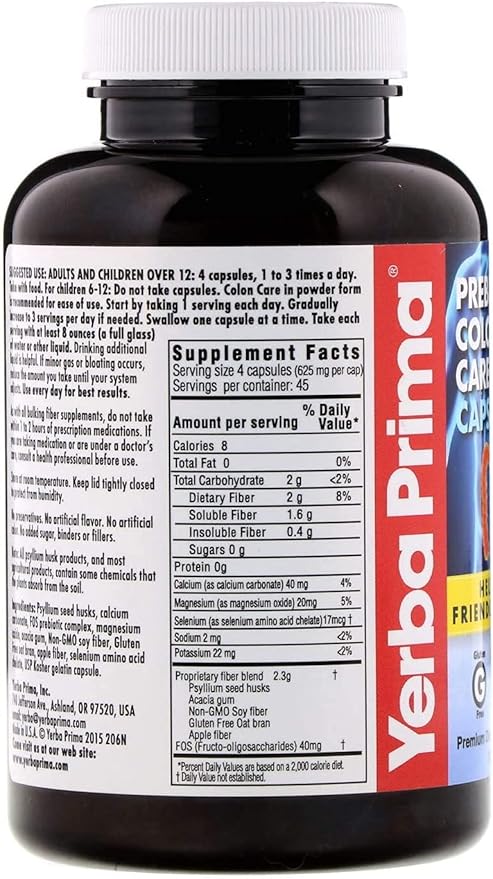 Yerba Prima Prebiotic Colon Care Capsules 180 Count, 2) -