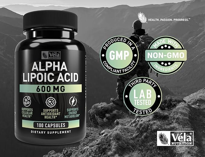 Alpha Lipoic Acid Supplement (ALA) + 600mg Per 100 Capsules