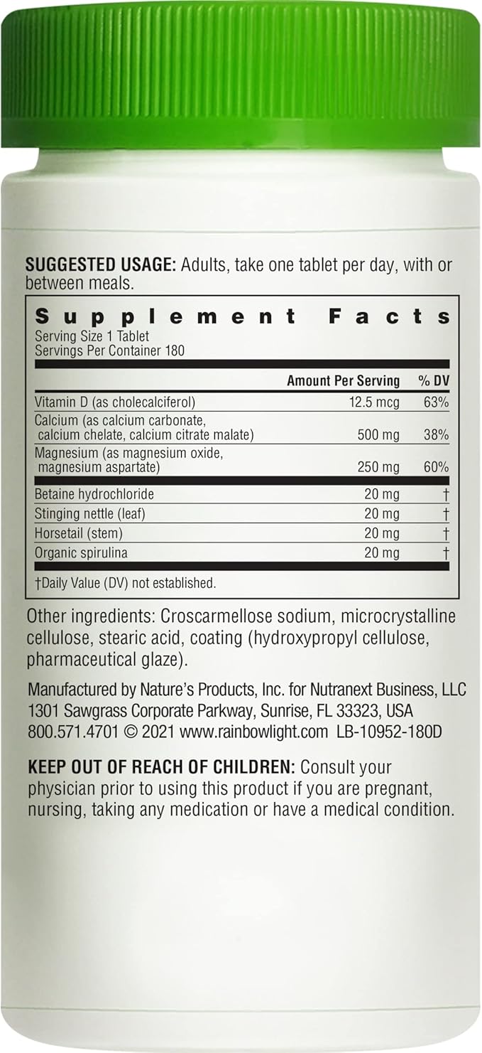 Rainbow Light Calcium With Magnesium and D3 Tablets, 180 Count