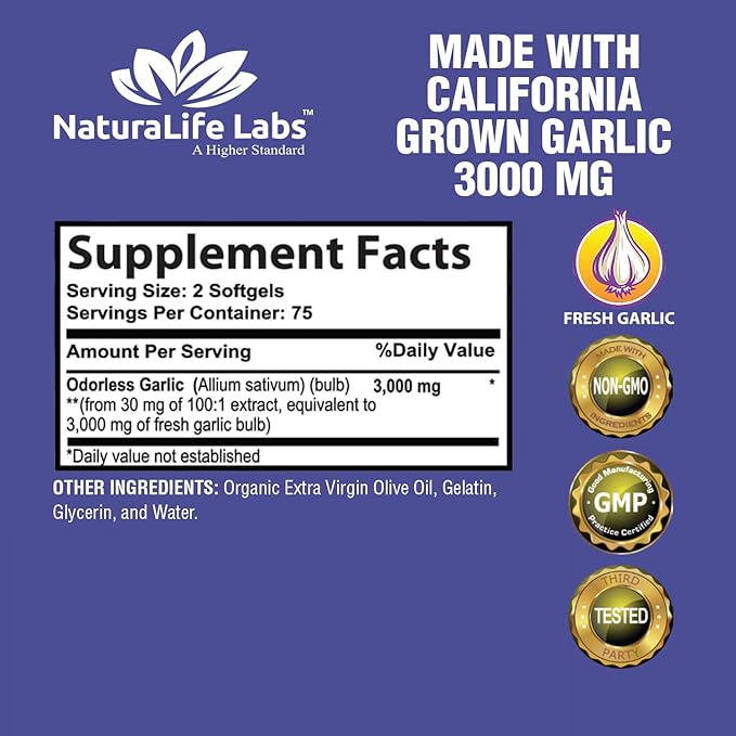 Odorless Pure Garlic 3000 mg per 150 Soft