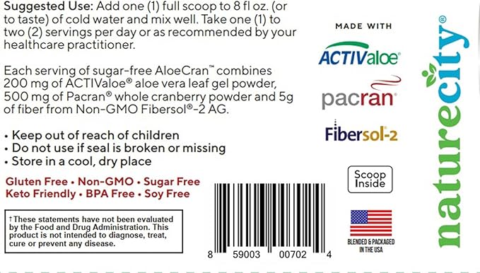 Aloe-Cran Sugar Free Drink Mix Supplement| 30 Servings
