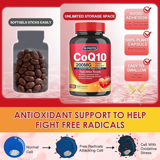 CoQ10 200mg with PQQ & Shilajit Q10 Supplements 120 Veggie