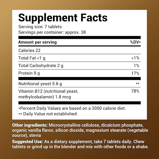 Dr. Berg Nutritional Yeast Tablets – B12 Added 8 B 270 Vegan