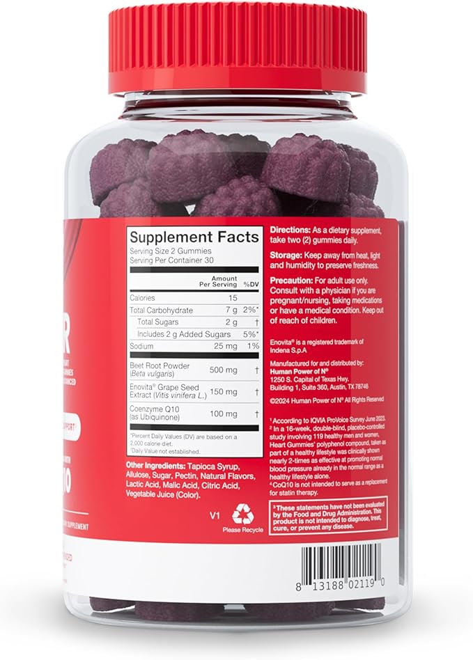 humanN SuperBeets Heart Gummies Advanced 100mg of CoQ10 Plus 60 Count