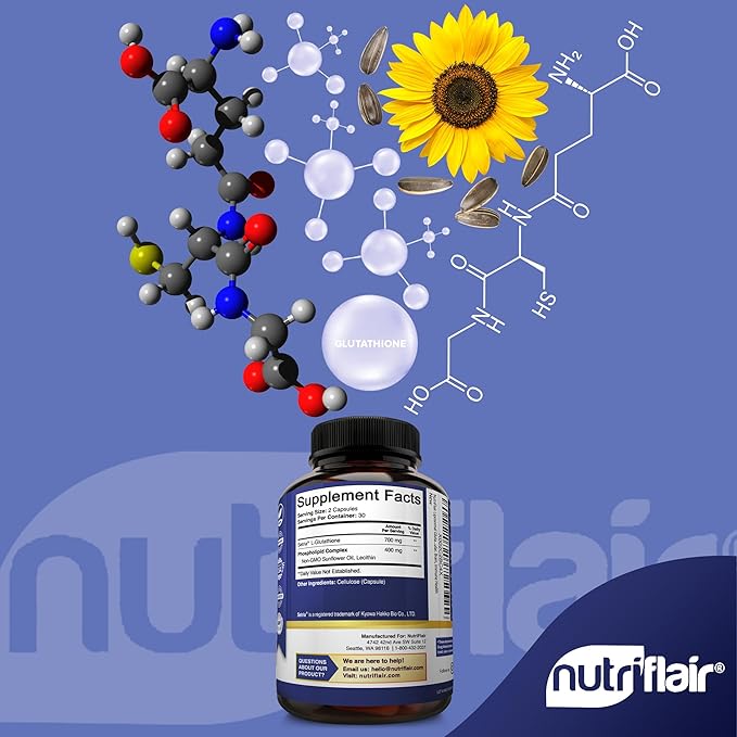NutriFlair Liposomal Glutathione Supplement Setria® 700mg 60 Capsules