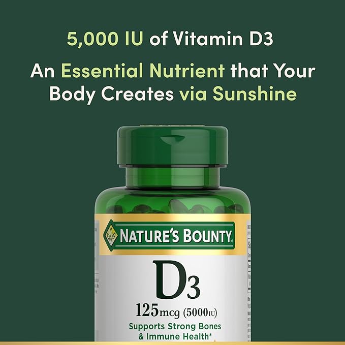 Nature's Bounty Vitamin D3, Immune Support, 125 mcg (5000iu), Rapid 240 Ct