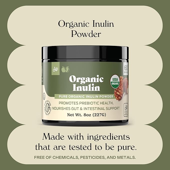 Pure Organic Inulin Powder Fiber Supplement 8oz Digestion
