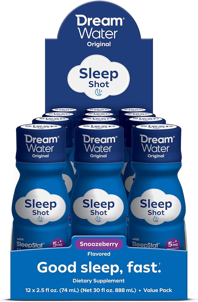 Dream Water Sleep Aid Supplement Drink; 5mg, GABA, 5-HTP; Zero 2.5 oz 12-Count