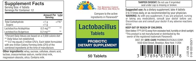 GeriCare Probiotic Lactobacillus, Support Digestive Health, 50 Count 1)