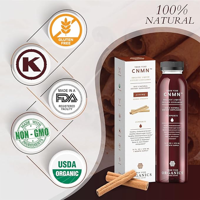 True Vine 3200mg Liquid Ceylon Cinnamon 100% Organic (16 fl