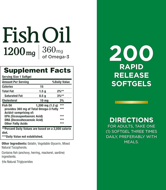 Nature's Bounty Fish Oil, Supports Heart 1200 Mg, 200 Ct 2)