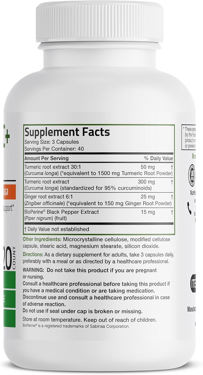 Bronson Turmeric + Ginger Extra Strength 120 Vegetarian