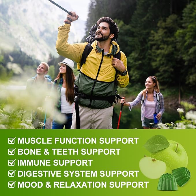 Calcium Citrate 1200mg with Vitamin D3 Supplement for Women and Men - Chewable Calcium Magnesium Zinc D3 K2 Gummies Supplement for Bone, Teeth, Immune Support, Apple Flavor - 60 Gummies