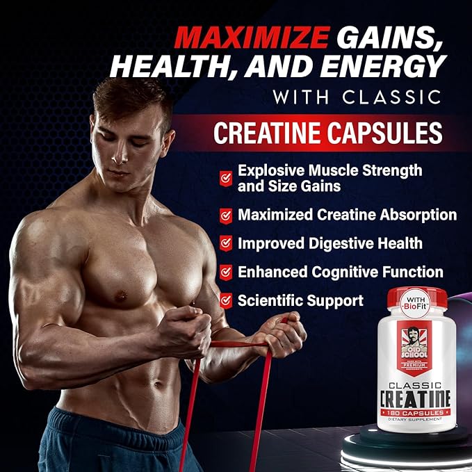 Creatine Monohydrate Capsules - 5000mg + BioFit™ (Max Strength) Supports Muscle Growth & Recovery, Performance, Cognitive Health - Creatine Pills for Men & Women - Made in USA + 180 V Capsules
