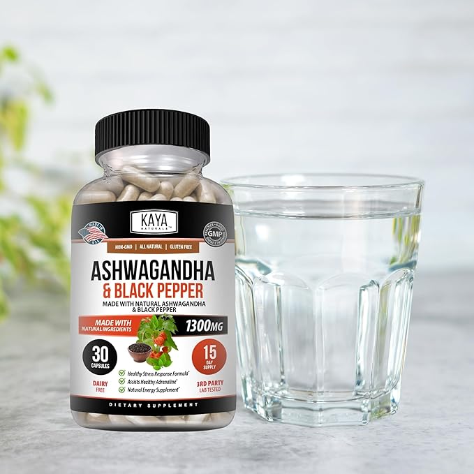 Kaya Naturals Organic Ashwagandha Root 1300mg Adaptogen
