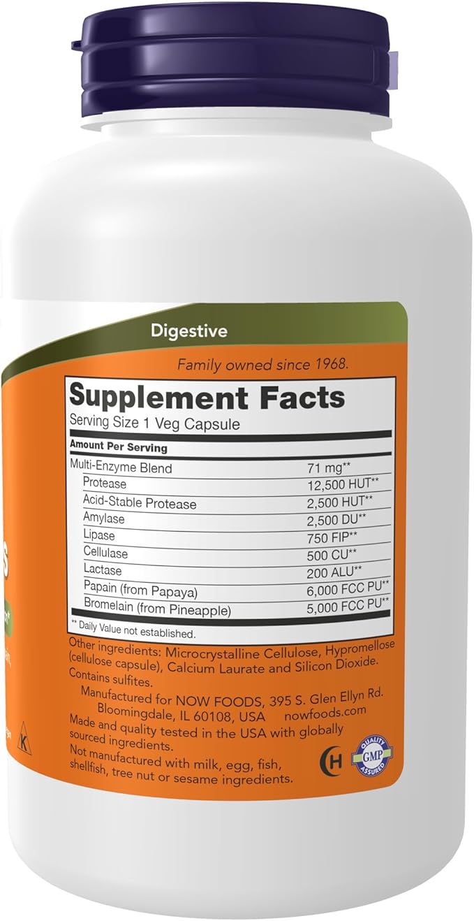 NOW Supplements, Plant Enzymes with Lactase, 240 Veg