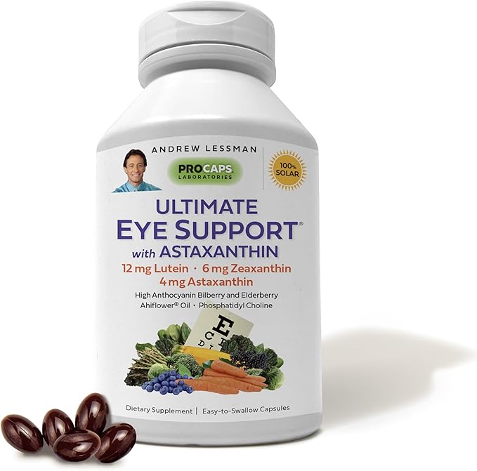 ANDREW LESSMAN Ultimate Eye Support 60 Softgels 12mg Lutein, 6mg Zeaxanthin, 4mg Astaxanthin,