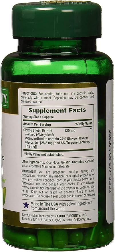 Nature's Bounty Ginkgo Biloba 120 mg 100 ea 3)