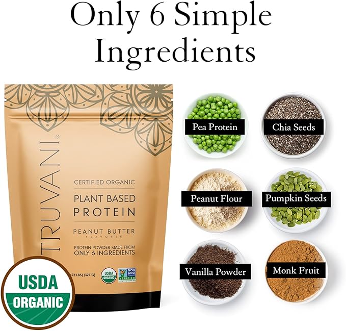 Truvani Vegan Pea Protein Powder 20g Organic 10 Servings