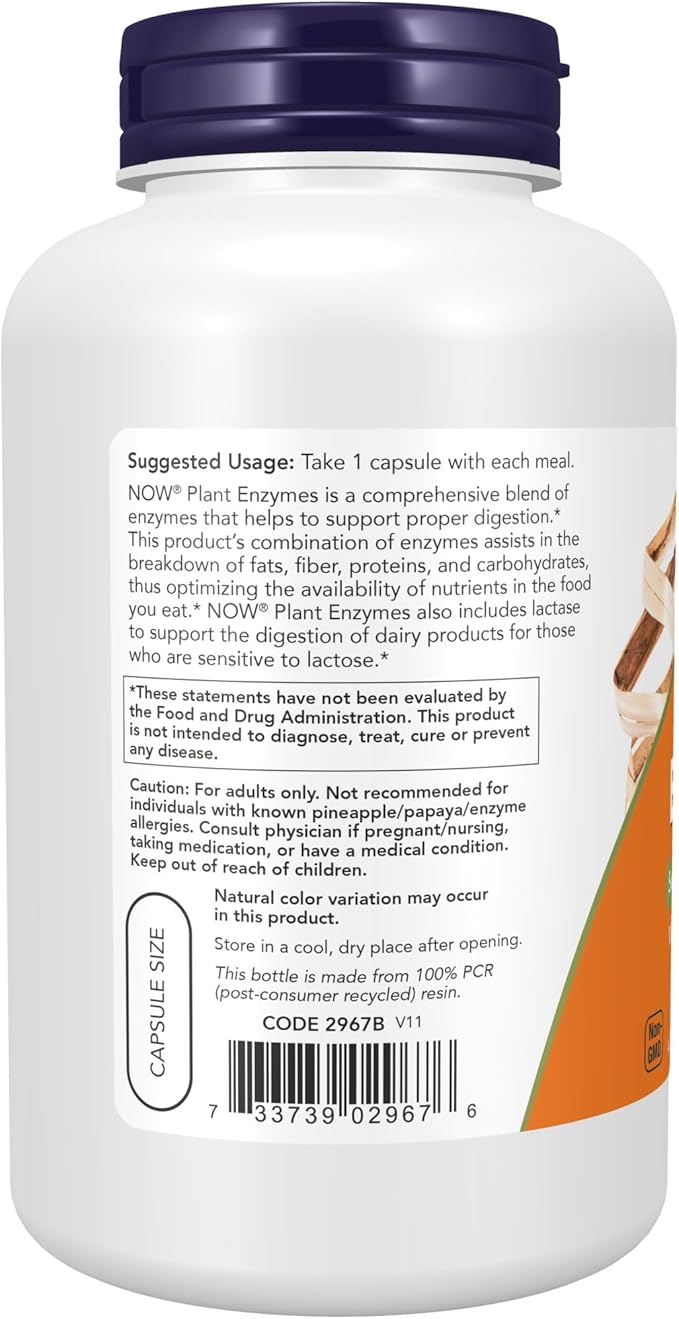 NOW Supplements, Plant Enzymes with Lactase, 240 Veg