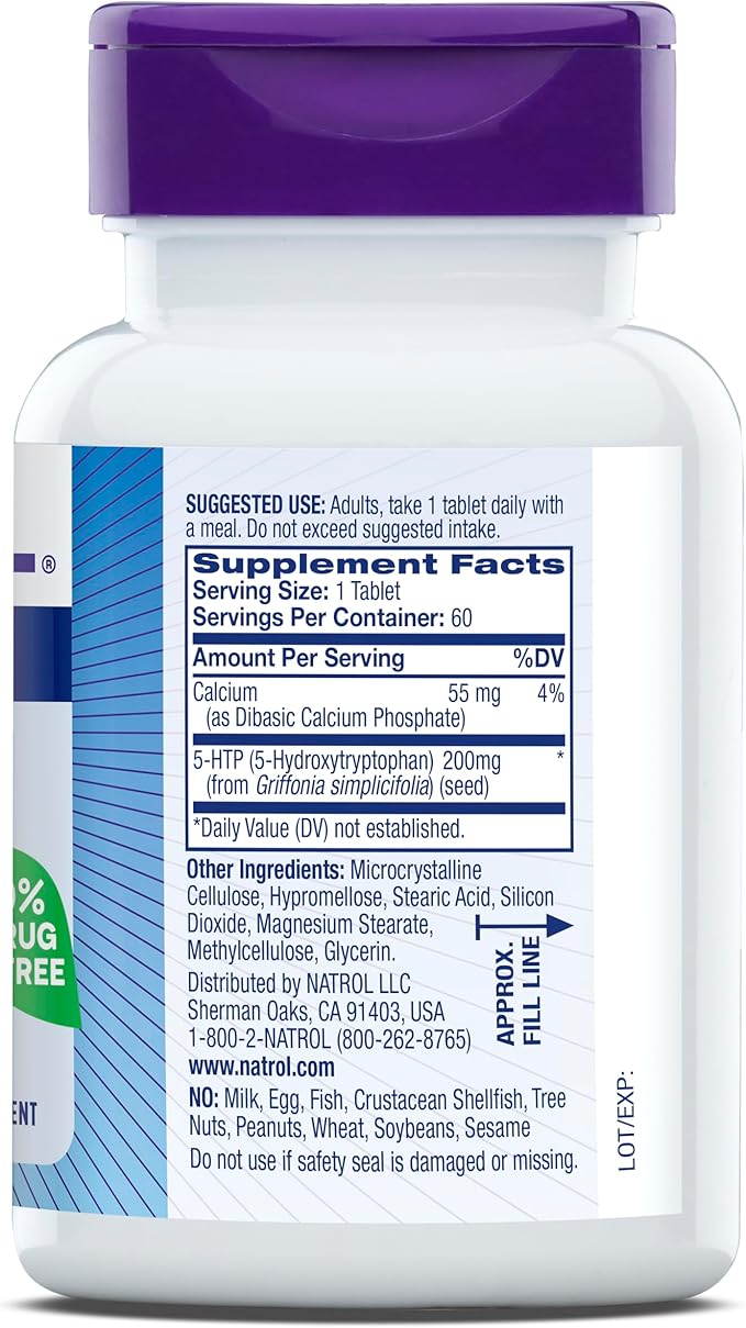 Natrol 5-HTP 200mg, Dietary Supplement Helps 60 Time 60 Day