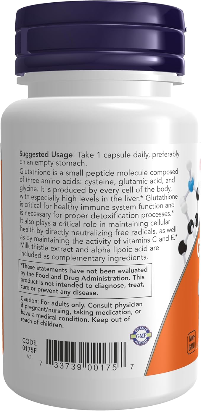 NOW Supplements, Glutathione 500 mg, 30 Veg