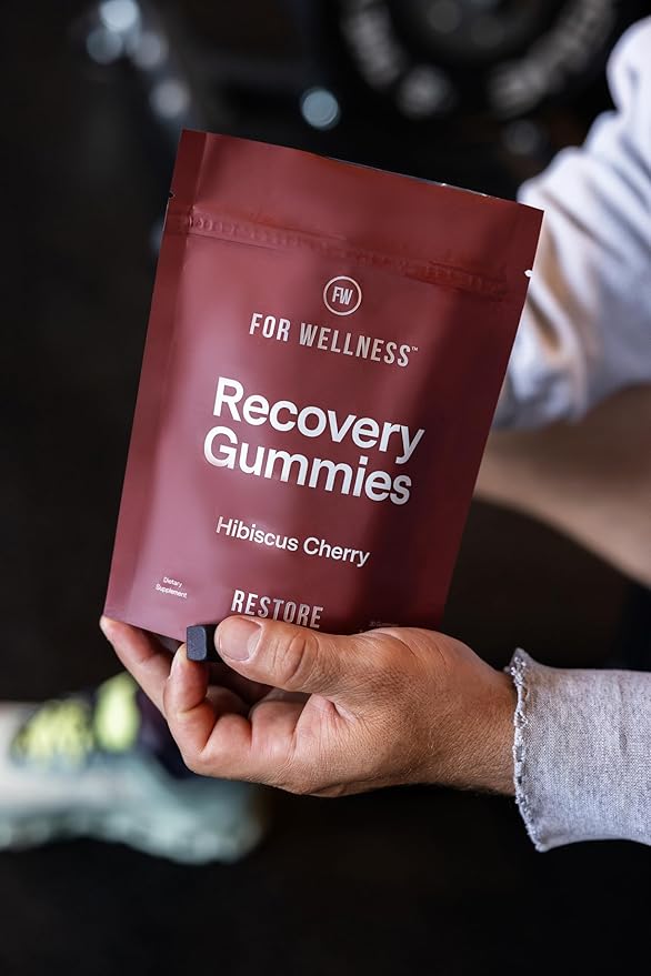 Recovery Gummies - Tart Cherry Gummies for Muscle Recovery - Hibiscus Cherry Flavor with Antioxidants & Electrolytes Combats Soreness, Fights Inflammation, Boosts Energy - Vegan, Non-GMO, Gluten-Free