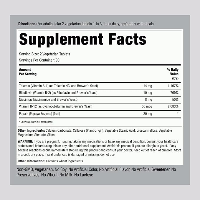 Piping Rock Vitamin B Complex 180 Tablets B12 |