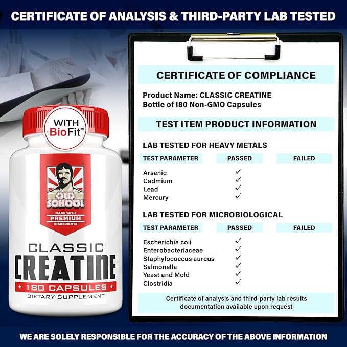 Creatine Monohydrate Capsules - 5000mg + BioFit™ (Max Strength) Supports Muscle Growth & Recovery, Performance, Cognitive Health - Creatine Pills for Men & Women - Made in USA + 180 V Capsules