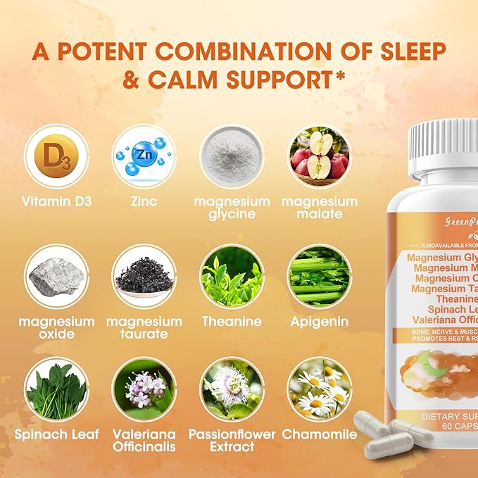 Magnesium Glycinate 500mg Capsules, with Malate, D3 & 6 Kinds 60 Capsules
