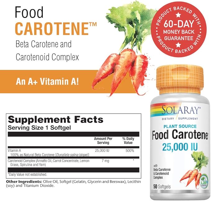 Solaray Food Carotene, Vitamin A as 25000IU | 50ct