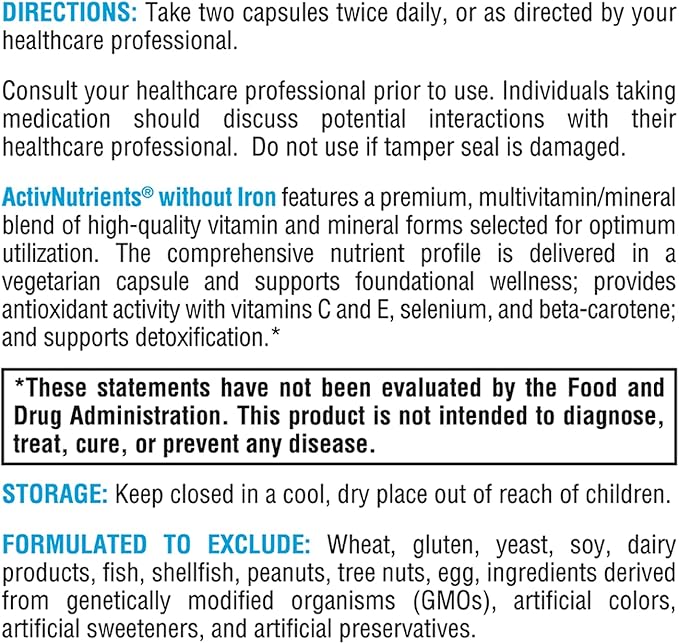 XYMOGEN ActivNutrients without Iron (120 Capsules)
