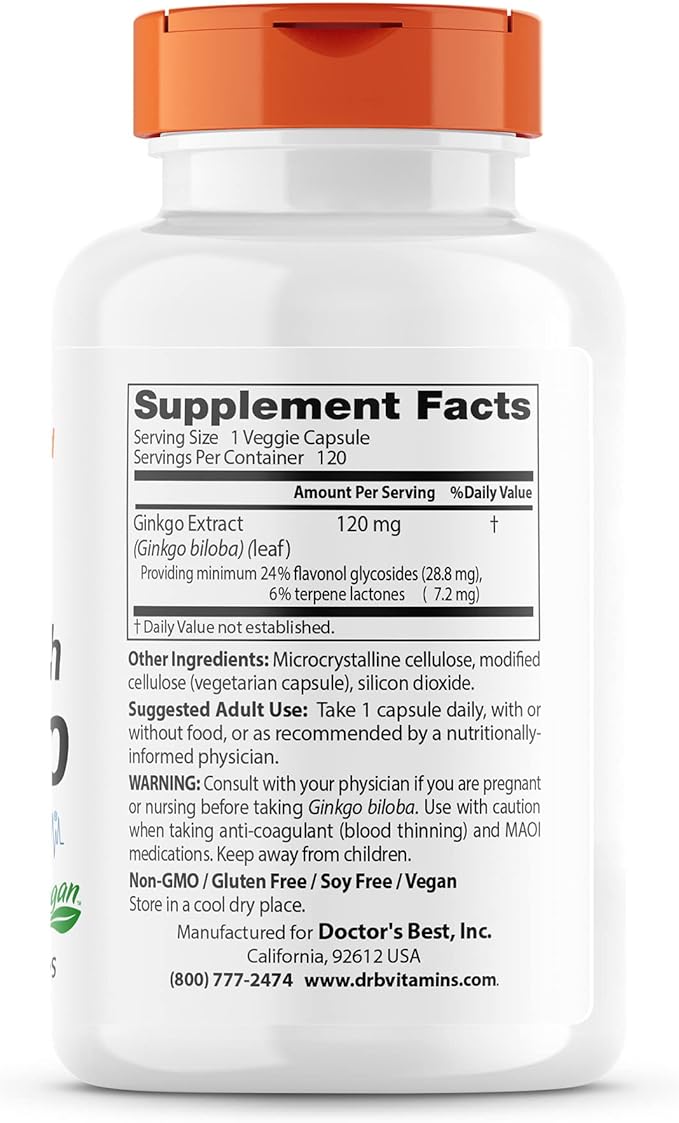 Doctor's Best Extra Strength Ginkgo, Non-GMO, 120 mg, 120 Count 1)