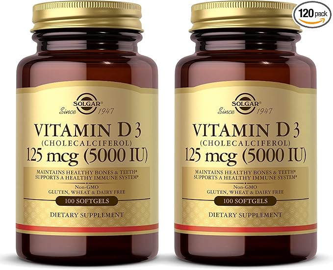 SOLGAR Vitamin D3 (Cholecalciferol) 10 MCG (400 IU) 100 Softgels, 2 - 200 Total