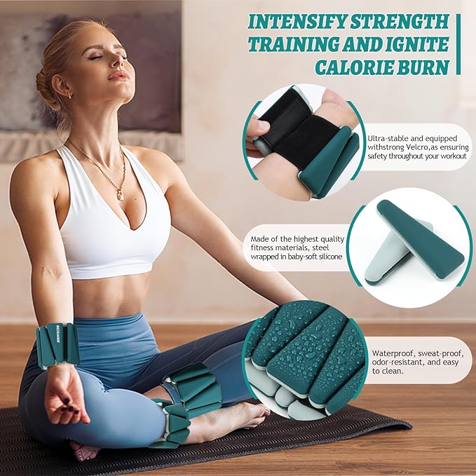 Ankle Weights Set of 2 (1 lb/2 lb/3 lb Each) Adjustable Wrist Weights for Women Men Wearable Arm Leg Weight for Pilates, Running, Walking, Workout, Yoga