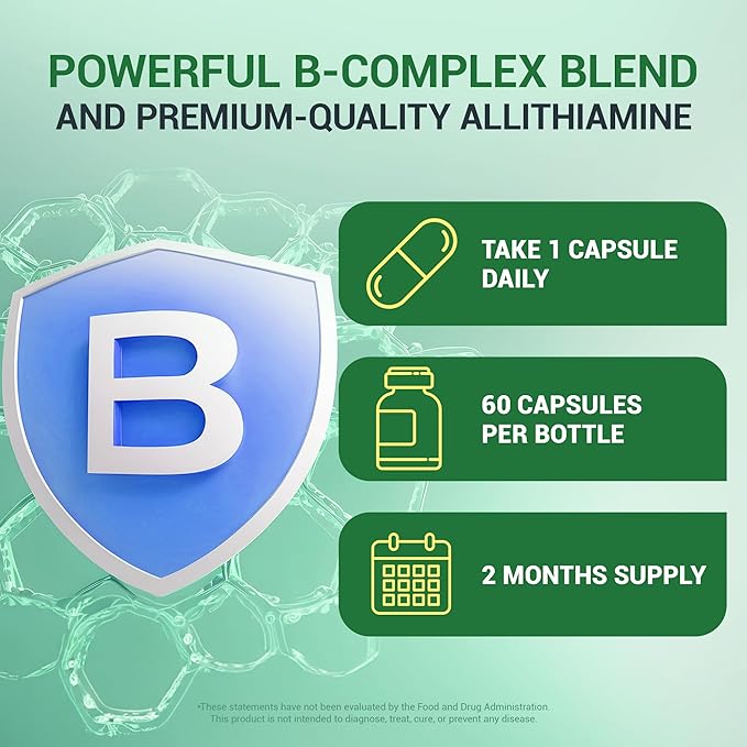 Dr. Berg Natural Vitamin B1 B6 B12 Complex B1 Supplement 8 Essential 60 Capsules